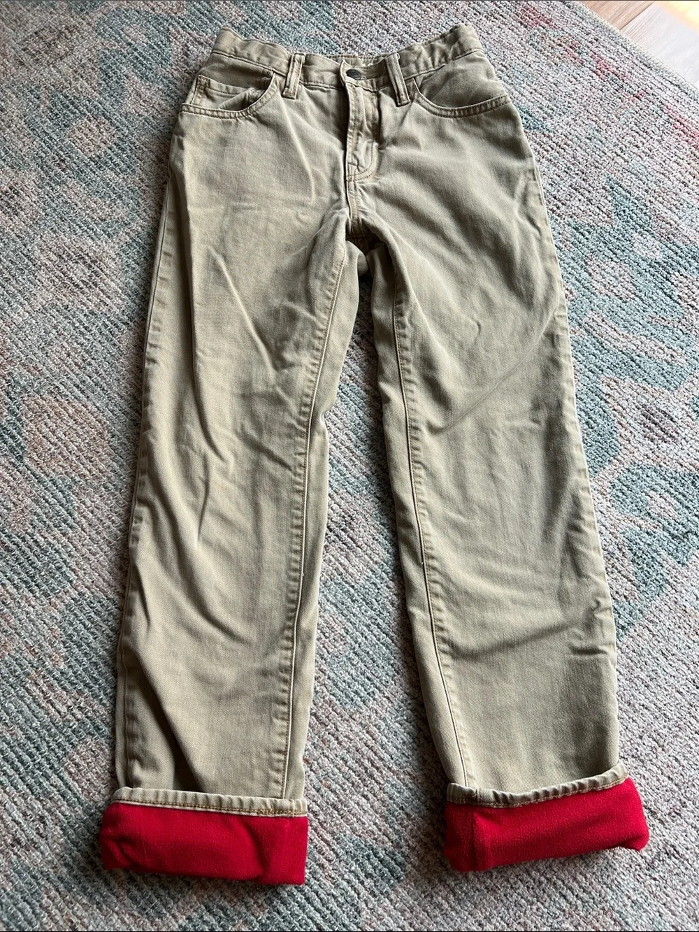 GAP Men's Khaki Relaxed Jeans with Red Cuffs